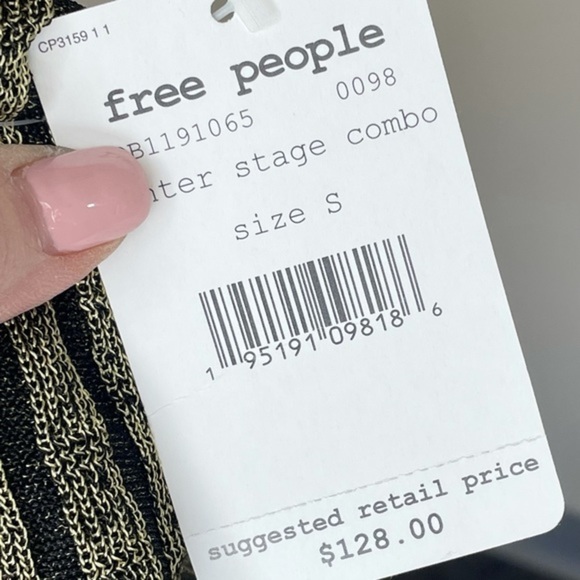 Free People Pluto Faux Wrap Multicolor Long Sleeve Ribbed Top Size Small NWT - Picture 11 of 12